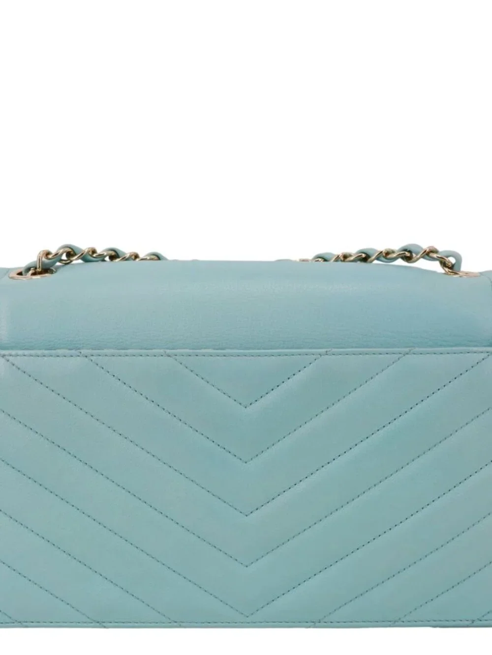 Chanel  Envelope Flap Calfskin Chevron Leather Crossbody Bag Turquoise